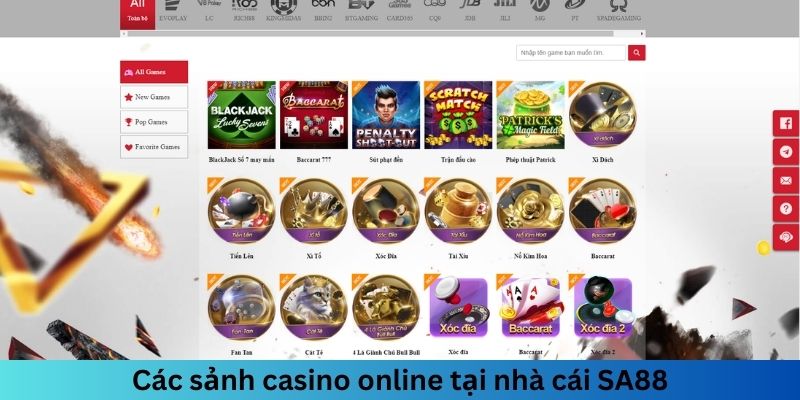 Giới thiệu SA88 - Các sảnh casino online tại nhà cái Sa88